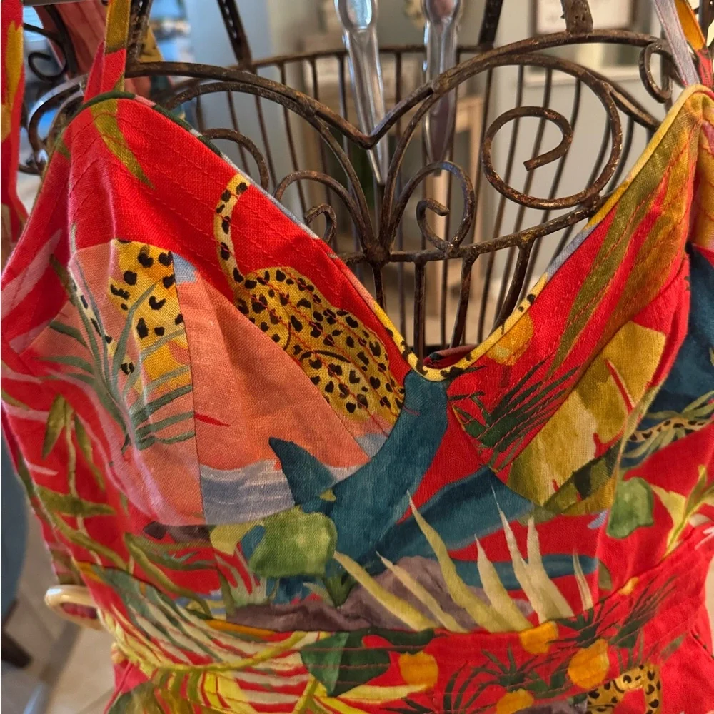 Farm Rio Leopard Jumpsuit Belted Floral Tropical Size XS - Picture 4 of 9